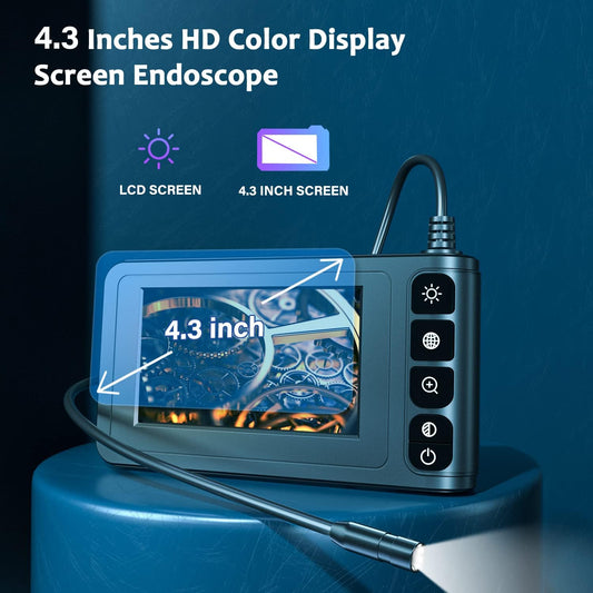 Industrial endoscope, SKYBASIC inspection camera with 4.3-inch screen endoscope camera with 8 LED lights 8 mm IP67 waterproof camera pipe camera endoscope camera 3 brightness adjustable-5m