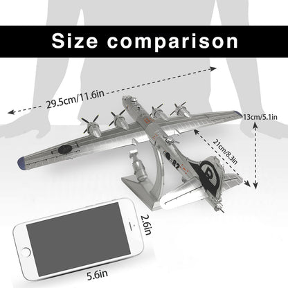 Piececool 3D Metal puzzle aircraft model B-29 Bomber Superfortress, for 340 stainless steel, full metal, 1:1 restore, birthday gift, adult model kit, 150 pieces.