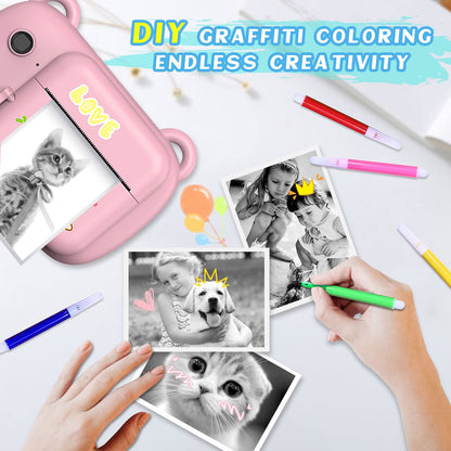 SUPBRO Kids Camera, Children's Camera, Digital Kids Cameras with 2.4-Inch Screen 1080P HD Camera Instant Print Camera for Kids 3-10 Years Old Birthday Christmas (Rabbit)