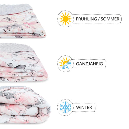Impact blanket for infant car seat, baby blanket 90x90 cm - footmuff for stroller and car seat. All-season use for newborns and toddlers. Compatible with 3 and 5 point harness. Made of Minky Oeko-Tex fabric.