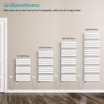 EMKE Electric Towel Warmer Radiator with Thermostat 762x400 mm, Electric Towel Heater with Heating Element White 400W - Ideal for keeping towels warm and dry in the bathroom.