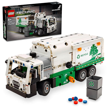 LEGO Technic John Deere 9700 Forage Harvester, combine harvester toy for building & Technic Mack LR Electric Garbage Truck, recycling role-play garbage truck model.