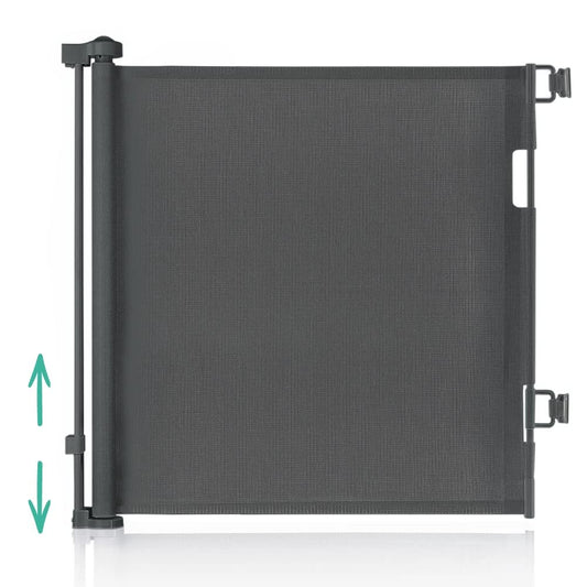 FIELDBUNNY© Retractable stair gate - Variable wall mounting prevents risky squeezing through - Baby safety gate extendable up to 150cm - gray