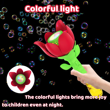 PANACARE Flower Bubble Wand, Electronic Bubble Machine for Kids with bubble solution/battery/light, Bubble Machine 10000+ bubbles toy kids gift/birthday/party/wedding