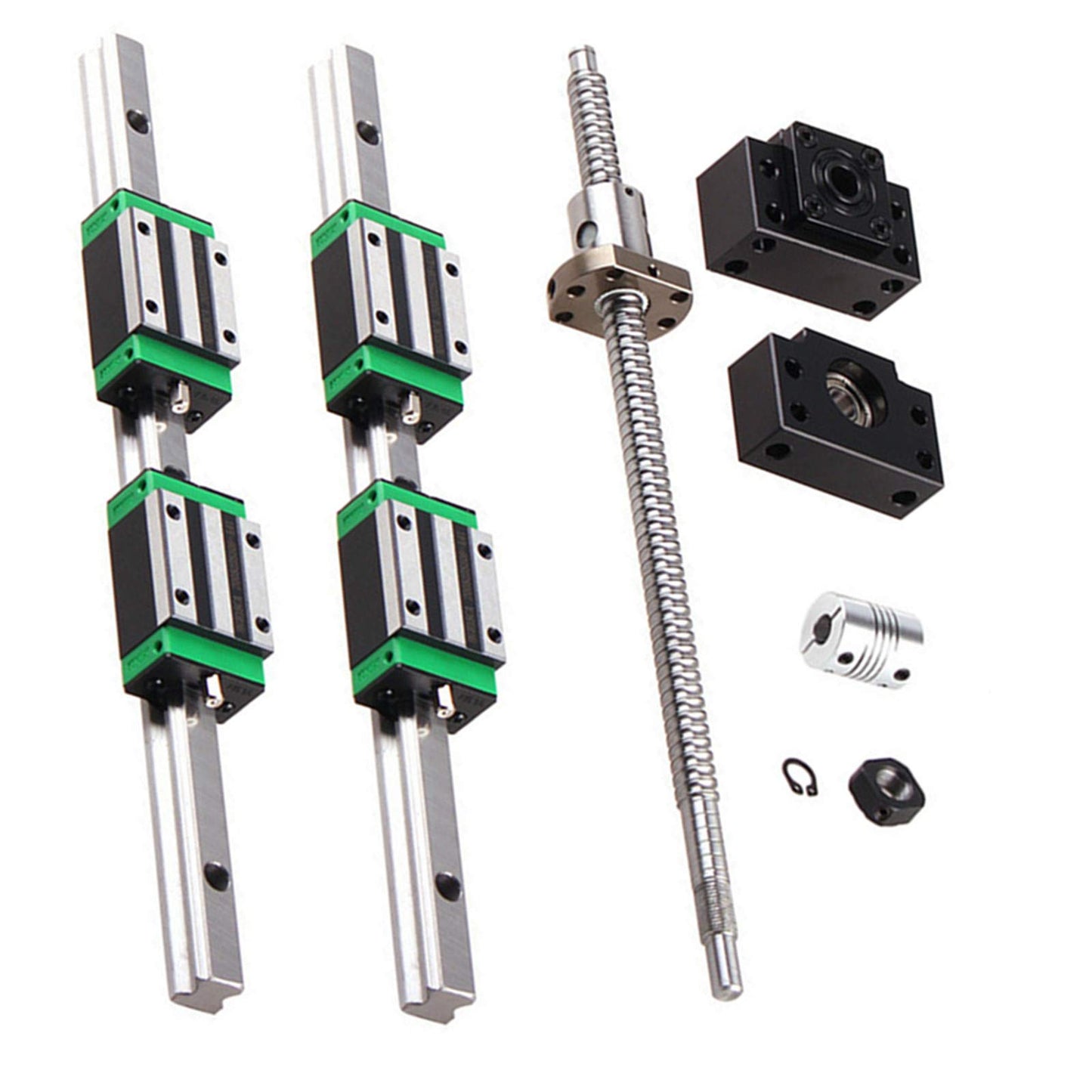 GooEquip Linear Guide HGR15 1500mm Linear Rail with 4PCS Slider Block + 1PCS SFU1605 1500mm Ball Screw with Ball Nut, BF12/BK12 Support, DSG16H, Coupling for 3D Printer CNC Machine.