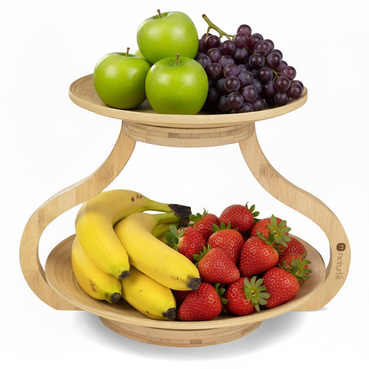 Natural fruit stand - Removable fruit bowls - EXPIRES 05/2025 - Modern fruit bowl - Bamboo wood fruit stand - Fruit plate - Fruit basket - Fruit storage - 2-tier fruit stand