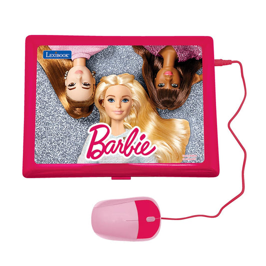 Lexibook, Barbie, bilingual educational laptop in English/German, toy for children with 124 activities to learn, play, and music, pink, JC598BBi3