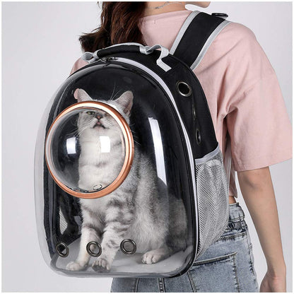 Sipobuy Pet Space Capsule Backpack, Small Medium Cat Puppy Dog Carrier, Transparent Breathable Heat Proof, Pet Carrier for Travel Hiking Walking Camping (Black)