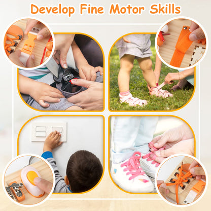 Joyreal Motor Skills Board Activity Board Montessori Toy Busy Board Montessori Board Motor Skills Toy Sensory Toy