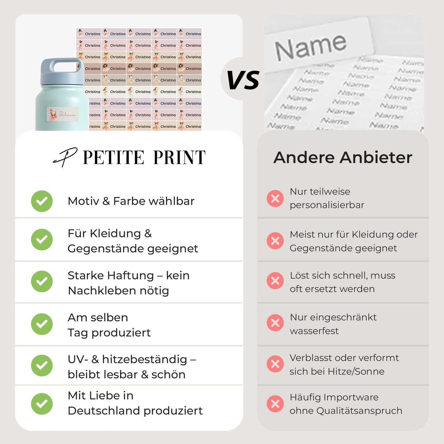 Petite Print® Name Labels for Kids School & Daycare (225 ct) - Personalized with names - Stick-on labels for kids - For clothing, pens & items - Machine washable & waterproof (Crocodile)