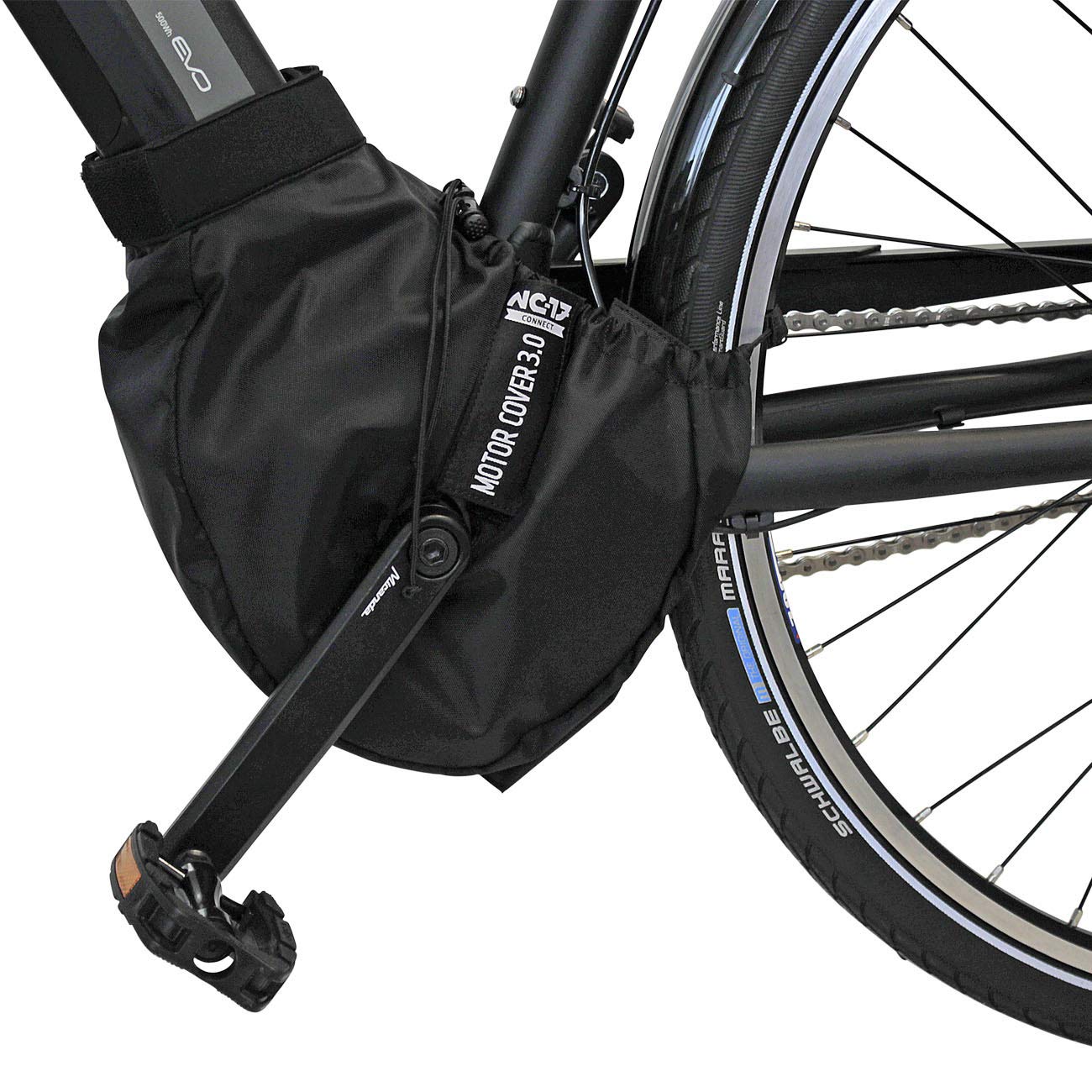 NC-17 E Bike protective covers 2-piece set | Ebike battery protection | Motor protection for integrated battery in downtube | Nylon and neoprene | For all common E Bikes, Black