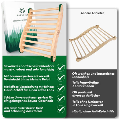 Nordholz® Sauna Backrest ergonomic - The perfect back support for immediate comfort - Sauna accessory made from 100% Nordic spruce for infrared cabin - Wood backrest sauna accessory