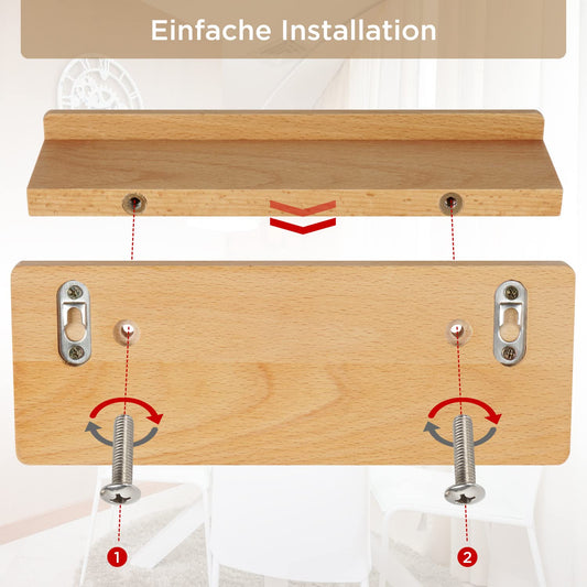HOUSEIST key rack wood with shelf, wooden key box, key holder with stainless steel hooks, key tray wall, beech key board, key hooks key holder modern