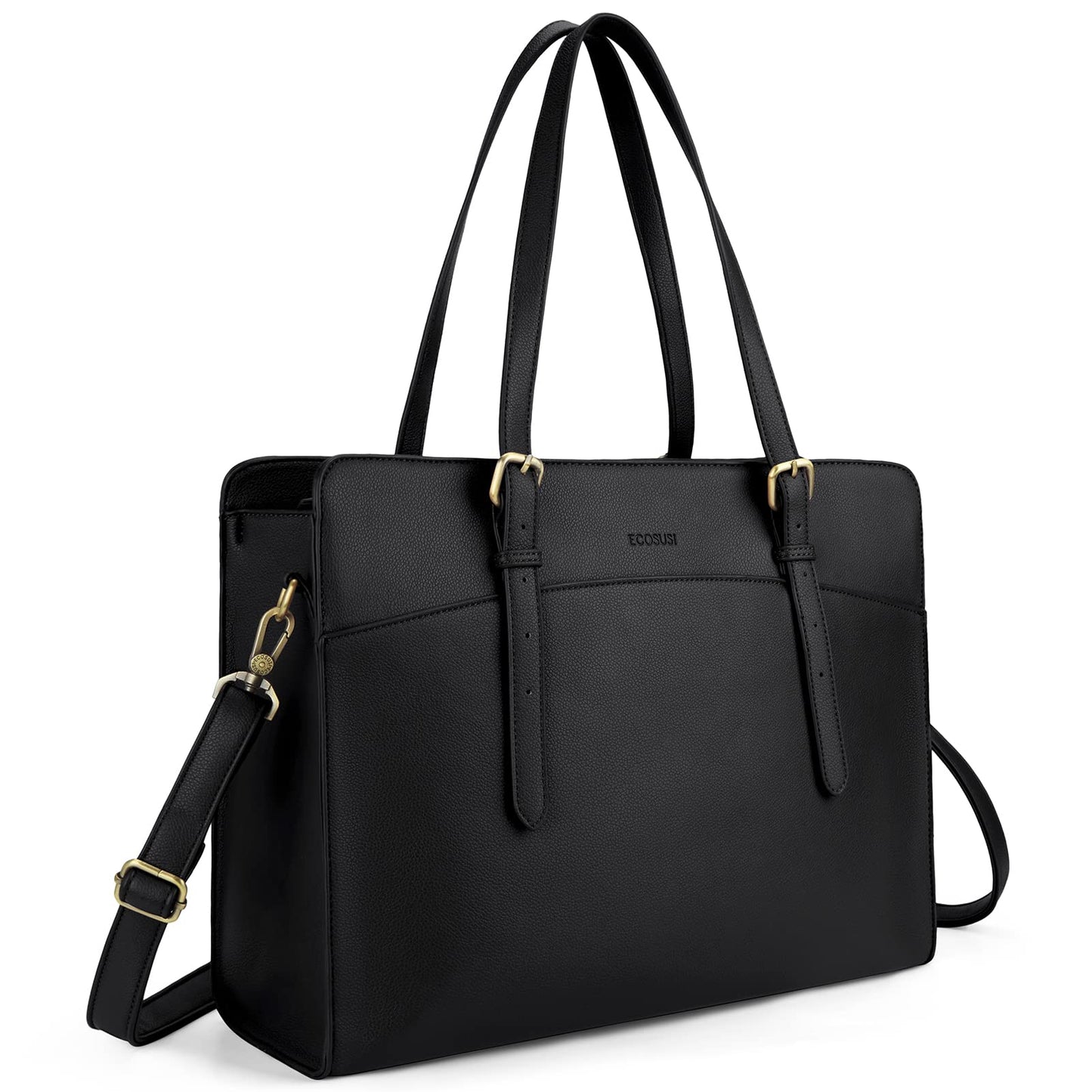 ECOSUSI women's laptop handbag, 15.6-inch laptop bag, shoulder bag, shopper, large business bag made of leather, work bag, notebook bag.