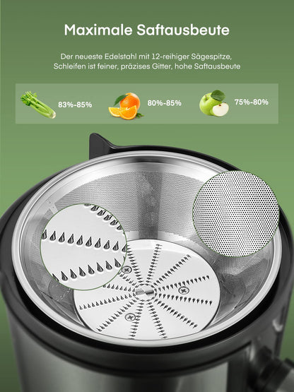 Juicest  Juicer for Vegetables and Fruits, 800W Juicer with 75MM Feeding Chute, Easy to Clean, Stainless Steel 2 Speed Juicer with Brush & Recipe