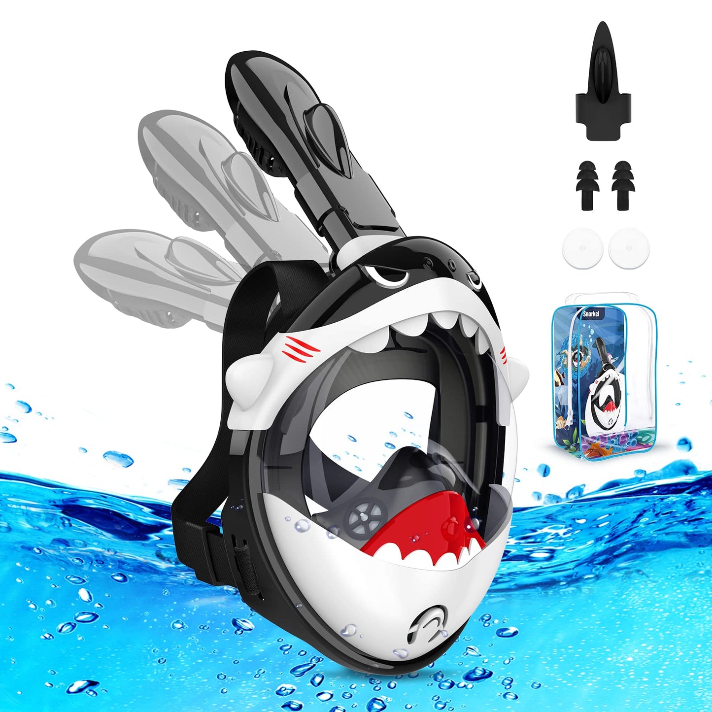 Urmax's snorkel mask for kids, 180° panoramic view, full face mask, safe breathing, diving mask, anti-fog and leak-proof, suitable for children, gift.