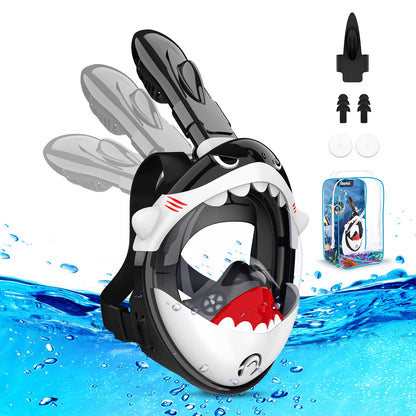 Urmax's snorkel mask for kids, 180° panoramic view, full face mask, safe breathing, diving mask, anti-fog and leak-proof, suitable for children, gift.