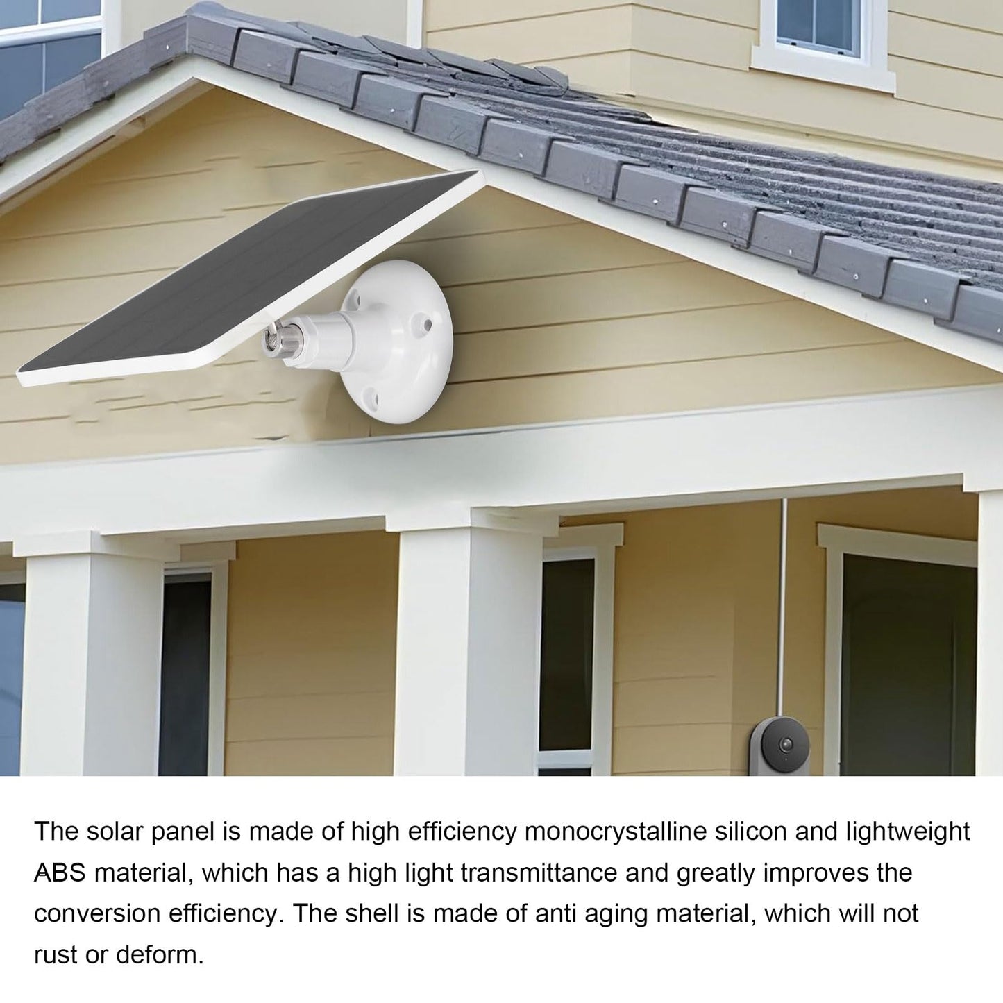 Solar panel charger for Ring Spotlight Cam and Ring Stick Up Cam, IP65 waterproof solar panel with 5V 10W charging, 9.8ft long cable (CSP4W-DC-W).