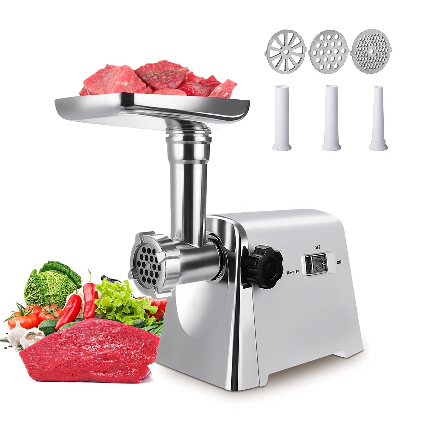 Trintion 2800W Electric Meat Grinder Sausage Machine Kitchen Appliance Chopped Multi Kitchen Appliance with 3 Stainless Steel Hole Discs for Home Kitchen