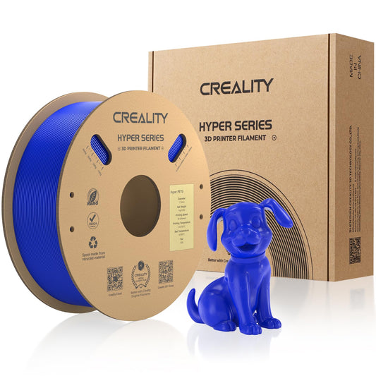 Creality Hyper PETG Filament 1.75mm high speed 50-600 mm/s, 3D printer filament accuracy +/- 0.02mm, 1kg spool (2.2 lbs), compatible with most FDM 3D printers - Blue
