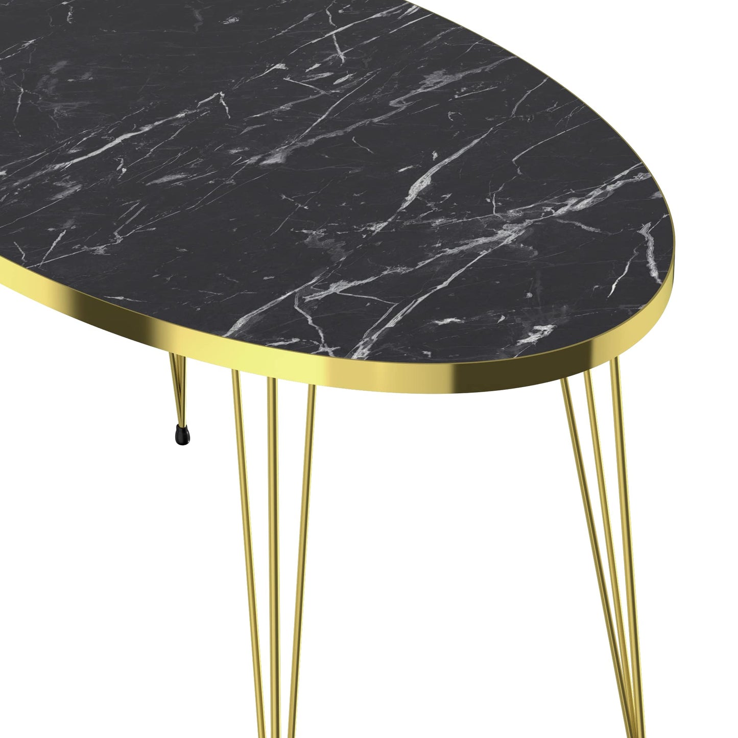 [en.casa] Coffee table Skævinge side table 43 x 90 x 50 cm Made of chipboard and metal Coffee table for living room bedroom Marble, black/gold