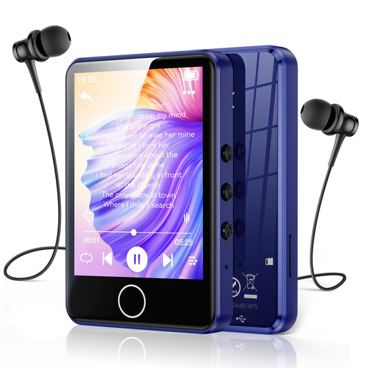 AGPTEK 64GB MP3 Player Bluetooth 5.3 with 2.8 inch Full-Touchscreen, Portable HiFi Music with Speaker, FM Radio, E-Book, Line-in Recording, Support up to 128 GB, Dark Blue