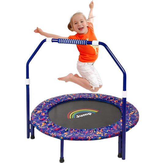 Trampoline for Kids|Approx. 91 cm diameter|Foldable rebounder for mini trampoline with foam handle, safety pads, and durable cover for indoor and outdoor use|Trampoline for jumping fitness (Blue)