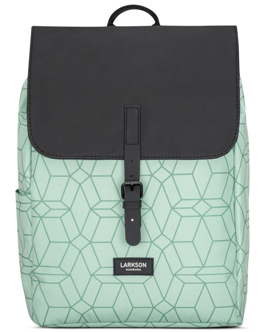 LARKSON Small Women's Backpack Mint Pattern - Ida - Small backpack for leisure, college, or city - With laptop compartment (up to 13 inches) - Elegant & sustainable - Water repellent