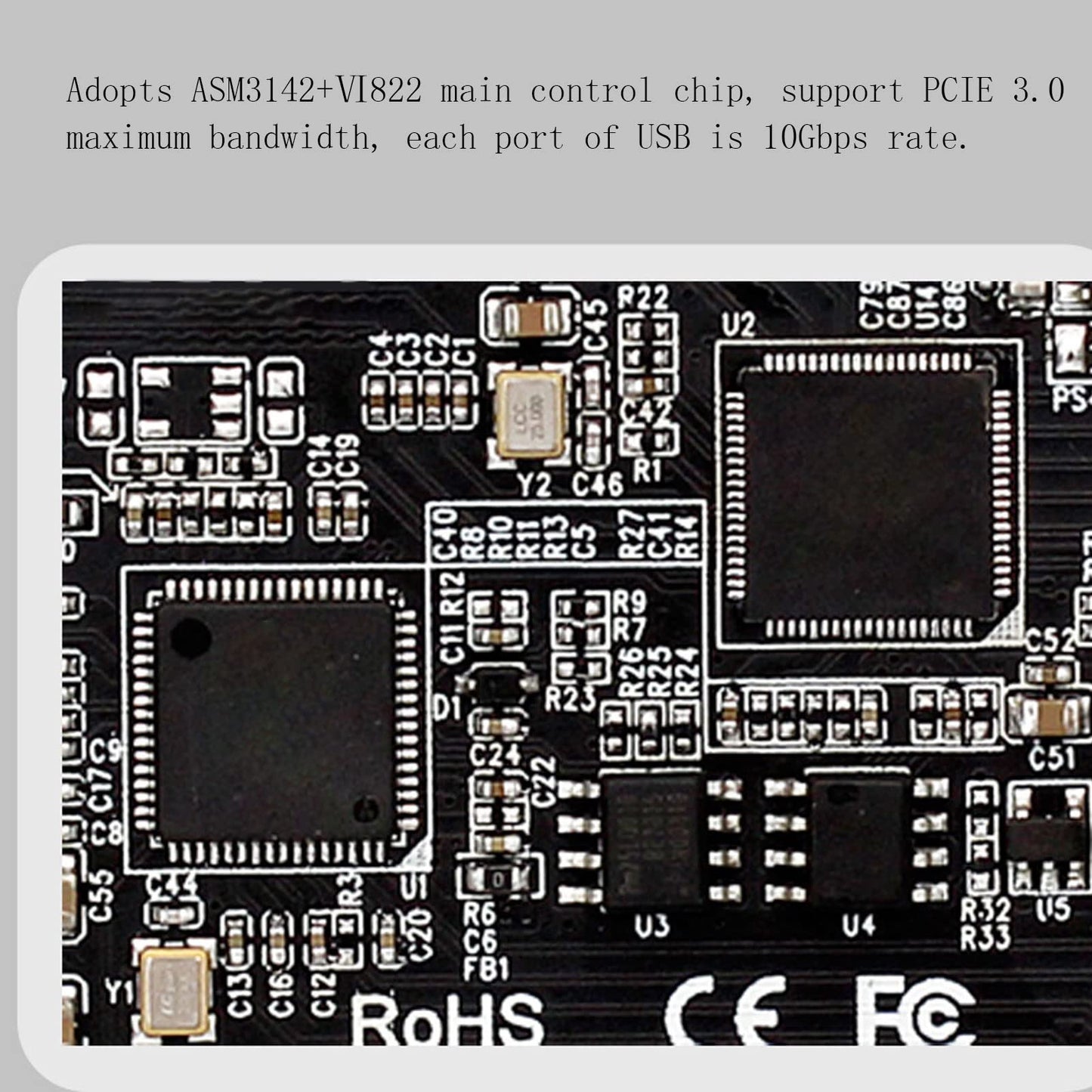 ASHATA PCI Express to USB 3.2 GEN 2 Front Type C Expansion Card, 10Gbps Speed USB C Ports PCIE USB 3.2 GEN 2 Expansion Card for Desktop Computer