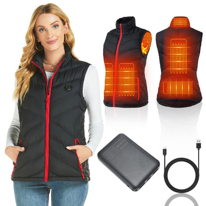 Unzip Heated Vest for Women with Battery Pack, Lightweight Electric Heated Vest for Women, Rechargeable USB Vest with Pockets, Warm Winter Slim Fit Vest Fishing Outdoor Hiking Hunting Vest