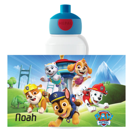 Mepal Paw Patrol pop-up campus drinking bottle - personalized water bottle with name for kids - leak-proof bottle for school - BPA-free & dishwasher safe - 400 ml - Paw Patrol Pups