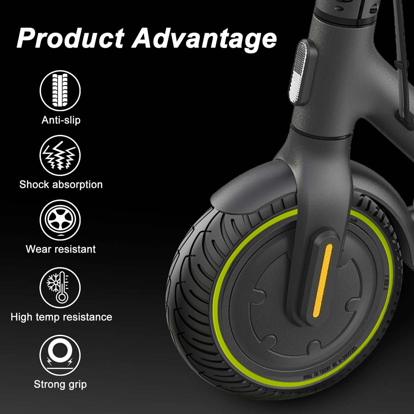 Amitor E Scooter Tire 8 1/2 x 2 Solid Rubber for Xiaomi 1S Pro 2 Mi 3 M365 Pro Electric Scooter, 50/75-6.1 Solid Replacement Tire Puncture-proof, E Scooter Solid Rubber Tire 8.5 Inch Durable and Non-slip