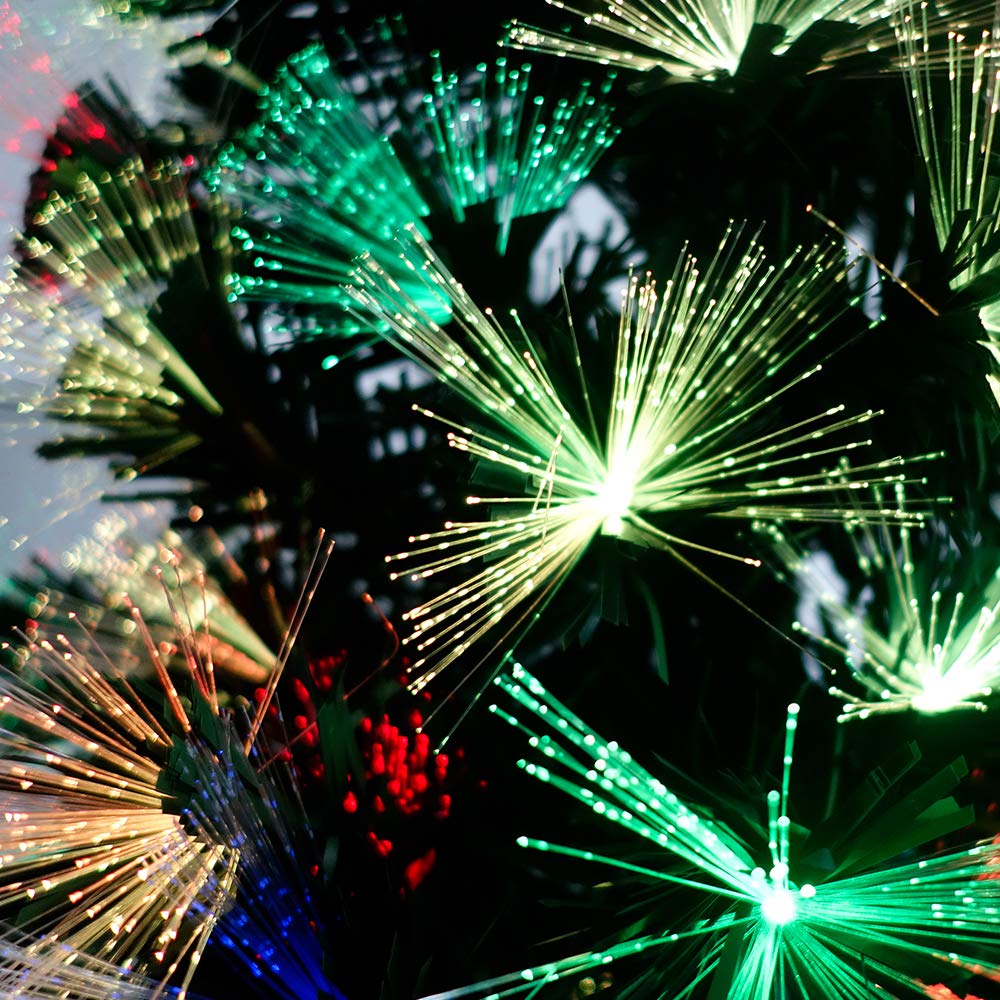 Artificial Christmas Trees 180CM Fibre Optic Christmas Tree with Pine Needle LED Lighting for Christmas Decoration at Home and Office (200 LEDs, Multicoloured Pine Needle)