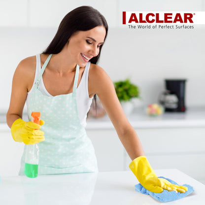 ALCLEAR 820203K_3 microfiber cloths 3-pack 40x40 cm - for high gloss kitchen, furniture fronts, varnish, plastic, glass, lint-free, streak-free, ultrasonically cut, can be used damp, washable 60° C