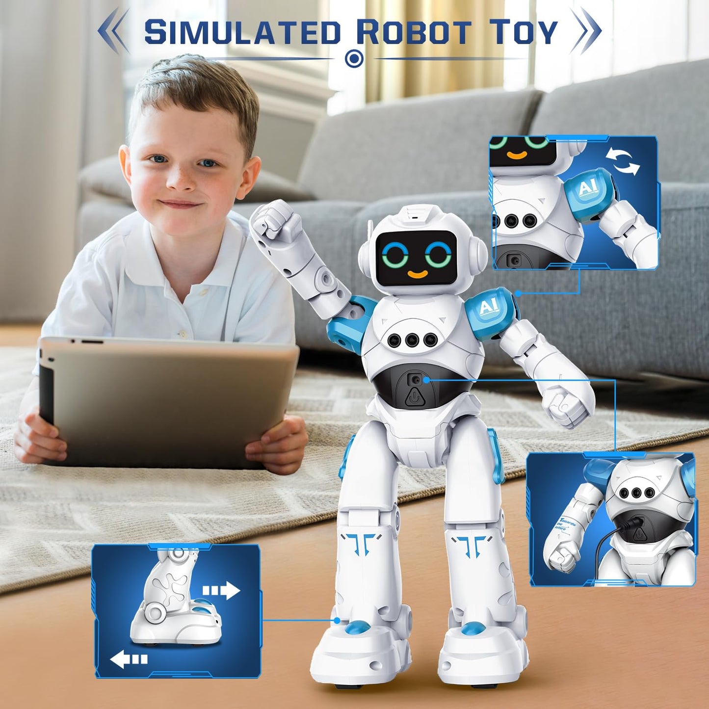 VATOS robot toys for kids aged 3-12 years - remote control robot, gesture control programmable RC robot toy dancing walking smart robot boys girls birthday gift