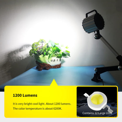 LED Tool Lathe Lamp Machine Light Long Arm 12W 110V 220V Adjustable Waterproof Work Light Spotlight (12W)