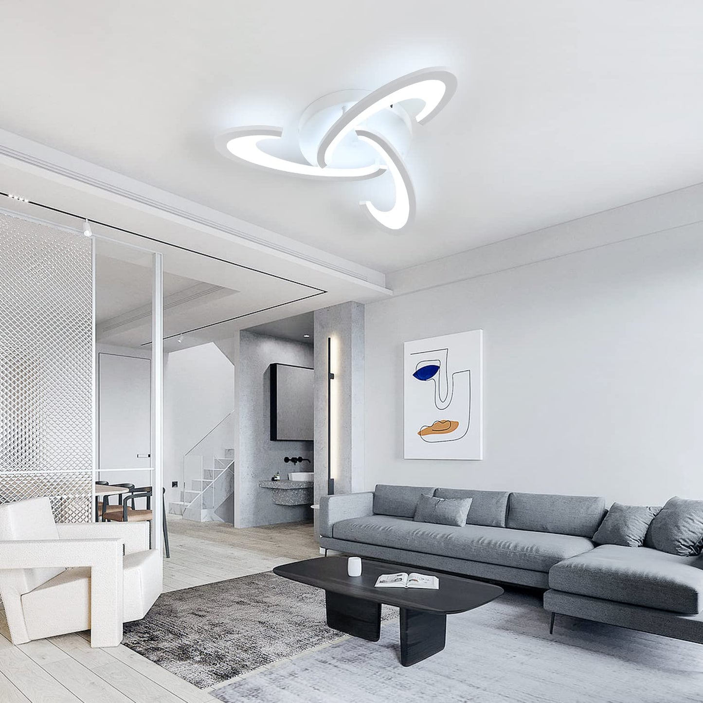 Comely LED ceiling light, 30W dimmable LED ceiling lamp with remote control, white modern LED ceiling light for kitchen, bedroom, living room, balcony, hallway, 3000K-6500K.
