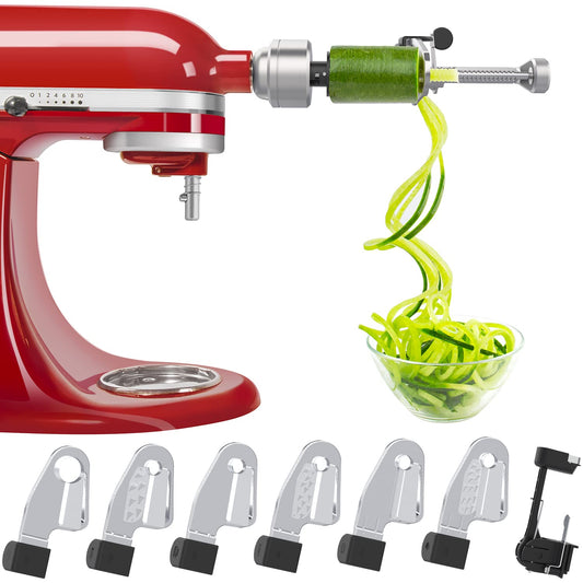 Stock spiralizer attachment compatible with KitchenAid stand mixer, packed with peeling, coring, and slicing, vegetable slicer (not the KitchenAid branded spiralizer)