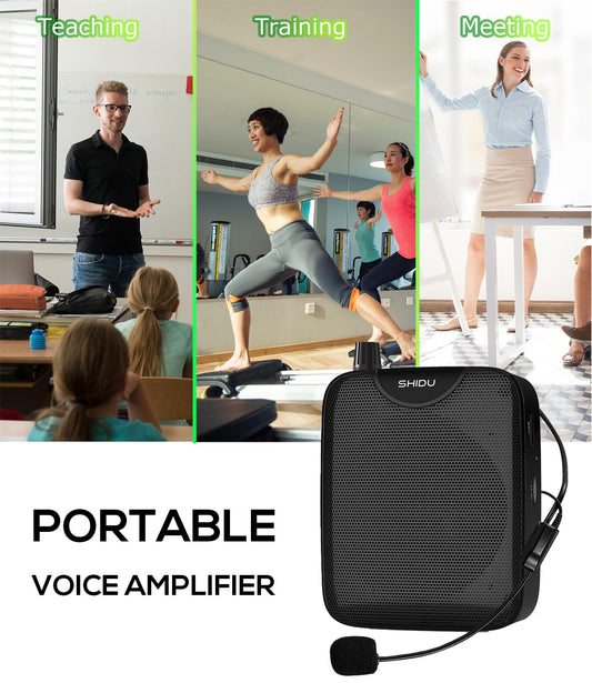 Wired Microphone Headset Voice Amplifier Portable SHIDU M500 Mini Speaker PA Speaker, rechargeable 2000mAh amplifier for teachers, tour guides, yoga.