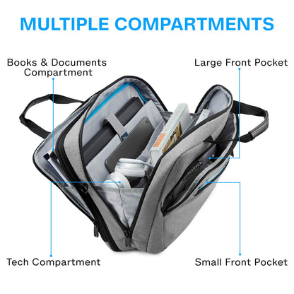 Bagsmart 17.3-inch laptop bag, expandable briefcase, computer bag for men and women, laptop shoulder bag, work bag, business travel, office, lockable (Gray-17.3 inches)