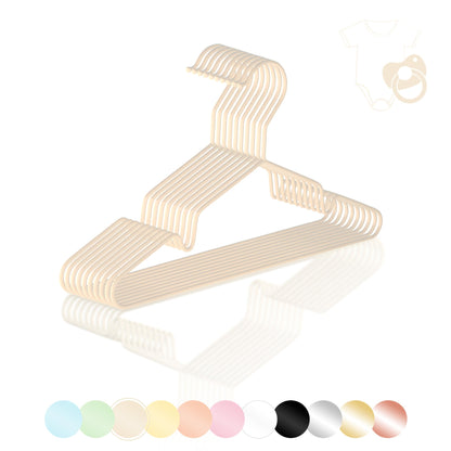 ROW&LINE® - Children's hangers (30 cm) - 10 pieces (beige) - space-saving baby hangers - sturdy for heavy clothing - wire hangers for organization & uniform look in the closet