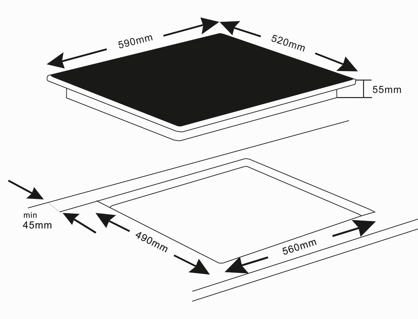 K&H Glass ceramic hob CK-7206K [4 ZONES] - 4 cooking zones with knob control - 4 zone hob Autark - 4 cooking zones - powerful connection - 59CM - 7200 Watt - 11 power levels