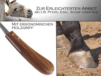 Professional 2-piece set loop hoof knife for horses. Loop knife with sharp blade. Hoof knife claw knife. Cattle hoof care farrier tool. Special steel rust-free with ergonomic handle.