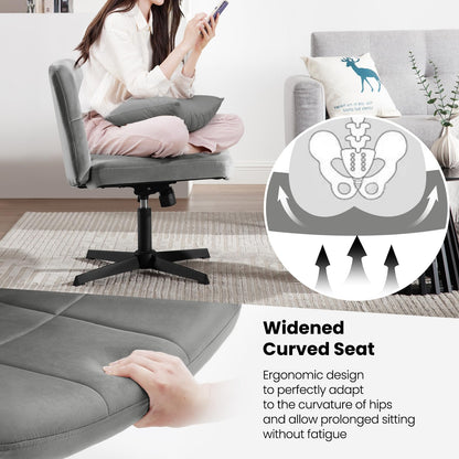 WOLTU Office Chair without armrests, height adjustable swivel chair without casters, desk chair with velvet cover, reading chair with wide seat, rocking function, 150 kg load capacity, Dark Grey, BS158dgr