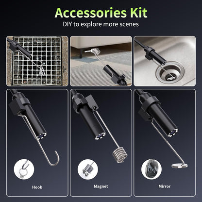 Dual Lens Endoscope Camera 10M, Hopefox 1080P HD Digital Endoscope with 4.3-inch IPS Screen, IP67 Waterproof Tube Camera with 8+1 adjustable LEDs, 8mm Snake Camera Inspection Camera