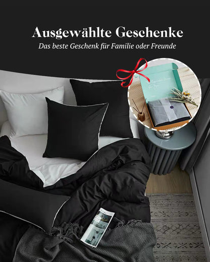 MILDLY bedding set 135x200 cotton anthracite, bedding sets 100% washed cotton with linen-like feel, OekoTex certified & suitable for allergy sufferers, 1 duvet cover & 1 pillow case 80x80.