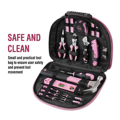 WORKPRO Pink Tool Set Pink 103 piece Household Tool Kit Repair with Bag, Ideal Gift for DIY Enthusiasts