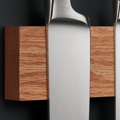 LARHN oak wood magnetic knife strip with extra strong magnet - 40 cm - wooden magnetic knife holder for utensils and tools - knives not included