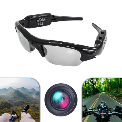 Eaxus® Action Video Glasses/Spy Glasses/Camera Glasses. Action camera with sunglasses - mini camera and microphone. Hidden video camera, camcorder VGA surveillance camera.