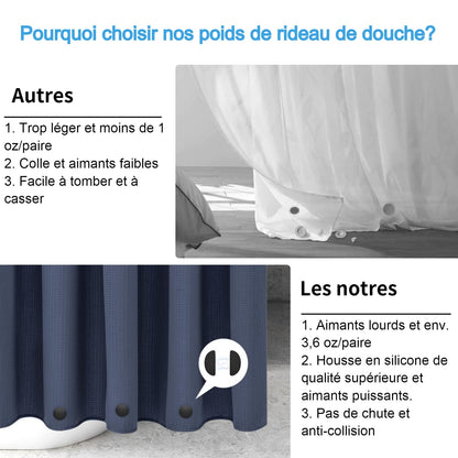 VANZAVANZU Shower Curtain Weights, Rustproof, Shower Curtain Magnets with Silicone Coating to Prevent Blowing Away by the Wind.